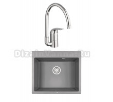 Комплект Мойка Granula 6001, алюминиум + Смеситель Grohe Euroeco 32752000