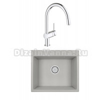 Комплект Мойка Granula 6001, базальт + Смеситель Grohe Minta 3291800E хром