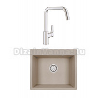 Комплект Мойка Granula 6001, песок + Смеситель Grohe Eurosmart 30567000