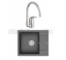 Комплект Мойка Granula 6002, графит + Смеситель Grohe Euroeco 32752000