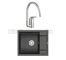 Комплект Мойка Granula 6002, черный + Смеситель Grohe Euroeco 32752000
