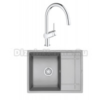 Комплект Мойка Granula 6501, алюминиум + Смеситель Grohe Minta 3291800E хром