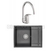 Комплект Мойка Granula 6501, черный + Смеситель Grohe Euroeco 32752000