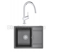 Комплект Мойка Granula 6503, черный + Смеситель Grohe Minta 3291800E хром