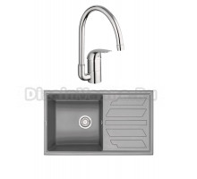 Комплект Мойка Granula 8002, алюминиум + Смеситель Grohe Euroeco 32752000