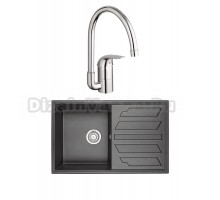 Комплект Мойка Granula 8002, черный + Смеситель Grohe Euroeco 32752000