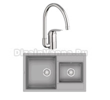 Комплект Мойка Granula 8201, алюминиум + Смеситель Grohe Euroeco 32752000