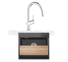Комплект Мойка Granula Estetica 5804, черный + Смеситель Grohe Minta 3291800E хром