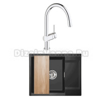 Комплект Мойка Granula Estetica 6202, турмалин + Смеситель Grohe Minta 3291800E хром