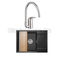 Комплект Мойка Granula Estetica 7003, турмалин + Смеситель Grohe Euroeco 32752000