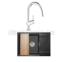 Комплект Мойка Granula Estetica 7003, шварц + Смеситель Grohe Minta 3291800E хром