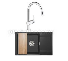 Комплект Мойка Granula Estetica 7807, черный + Смеситель Grohe Minta 3291800E хром