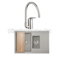 Комплект Мойка Granula Estetica 7808, базальт + Смеситель Grohe Euroeco 32752000