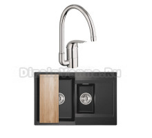 Комплект Мойка Granula Estetica 7808, черный + Смеситель Grohe Euroeco 32752000