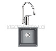 Комплект Мойка Granula Kitchen Space 4501U, алюминиум + Смеситель Grohe Euroeco 32752000