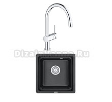 Комплект Мойка Granula Kitchen Space 4501U, черный + Смеситель Grohe Minta 3291800E хром