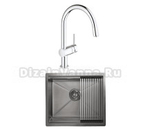 Комплект Мойка Granula Kitchen Space 5045U, сталь сатин + Смеситель Grohe Minta 3291800E хром