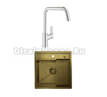 Комплект Мойка Granula Kitchen Space 5051, золото сатин + Смеситель Grohe Eurosmart 30567000