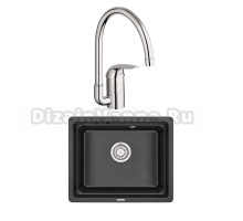 Комплект Мойка Granula Kitchen Space 5501U, черный + Смеситель Grohe Euroeco 32752000