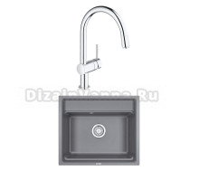 Комплект Мойка Granula Kitchen Space 6003, алюминиум + Смеситель Grohe Minta 3291800E хром