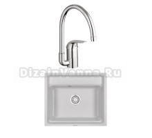 Комплект Мойка Granula Kitchen Space 6003, арктик + Смеситель Grohe Euroeco 32752000