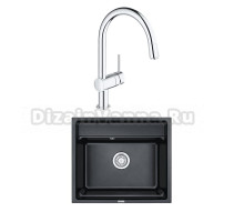 Комплект Мойка Granula Kitchen Space 6003, шварц + Смеситель Grohe Minta 3291800E хром