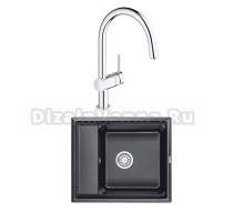 Комплект Мойка Granula Kitchen Space 6004, черный + Смеситель Grohe Minta 3291800E хром