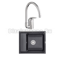 Комплект Мойка Granula Kitchen Space 6004, шварц + Смеситель Grohe Euroeco 32752000