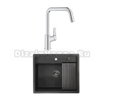 Комплект Мойка Granula Kitchen Space 6051, черный матовый + Смеситель Grohe Eurosmart 30567000