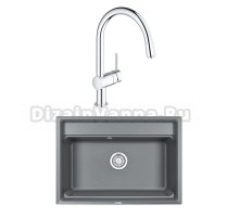 Комплект Мойка Granula Kitchen Space 7301, алюминиум + Смеситель Grohe Minta 3291800E хром