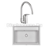 Комплект Мойка Granula Kitchen Space 7301, арктик + Смеситель Grohe Euroeco 32752000