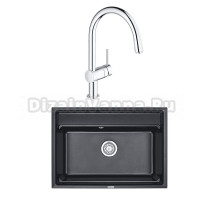 Комплект Мойка Granula Kitchen Space 7301, шварц + Смеситель Grohe Minta 3291800E хром