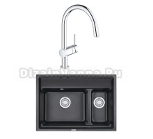 Комплект Мойка Granula Kitchen Space 7302, черный + Смеситель Grohe Minta 3291800E хром