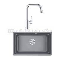 Комплект Мойка Granula Kitchen Space 7303U, алюминиум + Смеситель Grohe Eurosmart 30567000