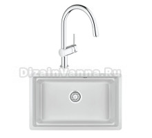 Комплект Мойка Granula Kitchen Space 7303U, арктик + Смеситель Grohe Minta 3291800E хром