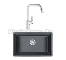 Комплект Мойка Granula Kitchen Space 7303U, шварц + Смеситель Grohe Eurosmart 30567000
