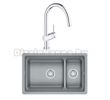 Комплект Мойка Granula Kitchen Space 7304U, алюминиум + Смеситель Grohe Minta 3291800E хром
