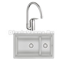 Комплект Мойка Granula Kitchen Space 7304U, арктик + Смеситель Grohe Euroeco 32752000
