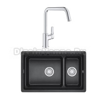 Комплект Мойка Granula Kitchen Space 7304U, черный + Смеситель Grohe Eurosmart 30567000