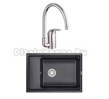 Комплект Мойка Granula Kitchen Space 7305, шварц + Смеситель Grohe Euroeco 32752000