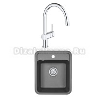 Комплект Мойка Granula Standart 4202, черный + Смеситель Grohe Minta 3291800E хром