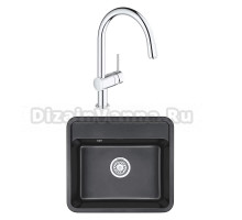 Комплект Мойка Granula Standart 5601, черный + Смеситель Grohe Minta 3291800E хром