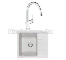 Комплект Мойка Granula Standart 5803, белый + Смеситель Grohe Minta 3291800E хром