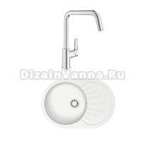 Комплект Мойка AZARIO Flora 00079911 белый лед + Смеситель Grohe Eurosmart 30567000