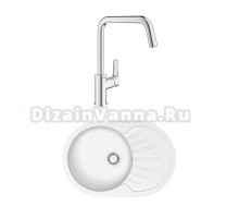 Комплект Мойка AZARIO Flora 00087817 белая + Смеситель Grohe Eurosmart 30567000