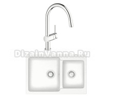 Комплект Мойка AZARIO Grand 00079901 белый лед + Смеситель Grohe Minta 3291800E хром