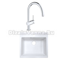 Комплект Мойка AZARIO Litos 00078322 белый лед + Смеситель Grohe Minta 3291800E хром