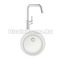 Комплект Мойка AZARIO Vital 00078343 белый лед + Смеситель Grohe Eurosmart 30567000