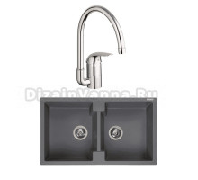Комплект Мойка Reginox Amsterdam 20 3,5 grey silvery + Смеситель Grohe Euroeco 32752000