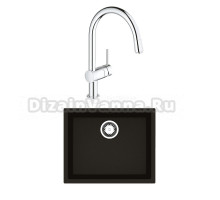 Комплект Мойка Reginox Amsterdam 50 3,5 black silvery + Смеситель Grohe Minta 3291800E хром